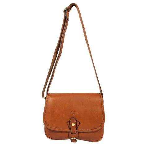 Sac bandoulière femme KATANA en cuir gras marron gold Planetebag