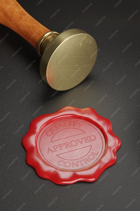 Premium Photo Closeup Of Approved Quality Control Wax Seal 3d Illustration