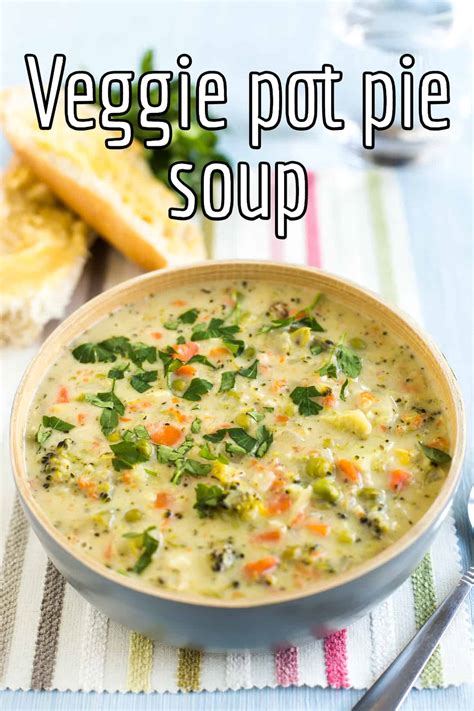 Veggie Pot Pie Soup - Easy Cheesy Vegetarian