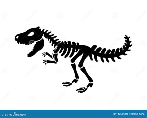 Tyrannosaurus Rex Skeleton Silhouette Vector Side View