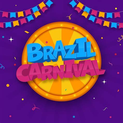 Texto De Carnaval 3d Do Brasil Na Roda Da Loteria E Bandeiras Coloridas