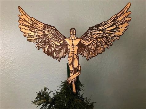 Male Angel Tree Topper Male Angel Topper Wood Male Angel Tree Topper