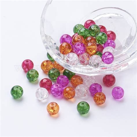 Wholesale Baking Painted Crackle Glass Beads Pandahall