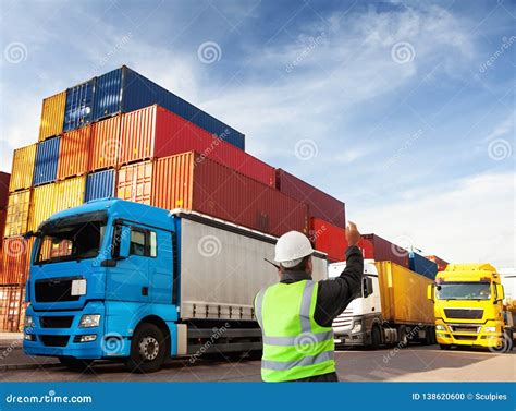 Engineerworkerfreight Forwarder Working On Container Terminal Port