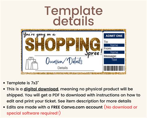 Shopping Spree Gift Certificate Template – Printed Smile Shop