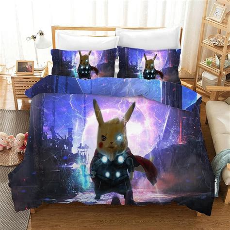 Housse De Couette Pikachu Pokémon Thor Parure de lit Ensemble De Lite