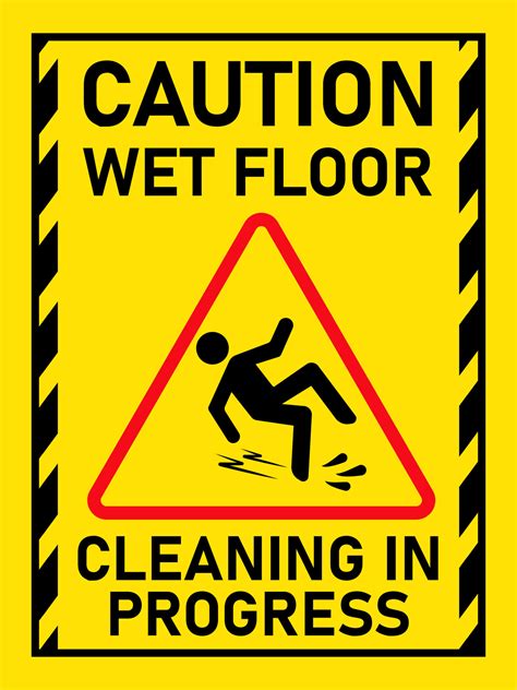 Warning Sign Caution Wet Floor Slippery After Cleaning Yellow Printable