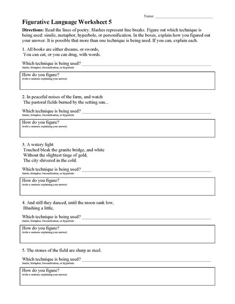 Free Printable Figurative Language Worksheets