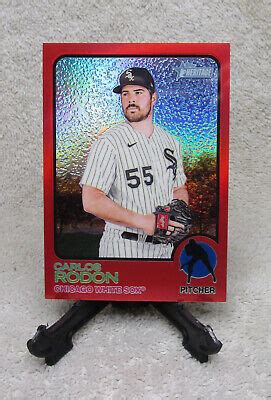 Carlos Rodon Topps Heritage Chrome Red Refractor Card Serial