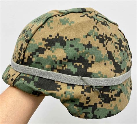 GENUINE USGI USMC PASGT COMBAT HELMET WITH WOODLAND MARPAT COVER MEDIUM