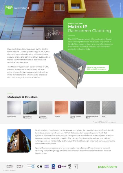 Matrix Ip Rainscreen Cladding Product Data Sheet Psp Architectural