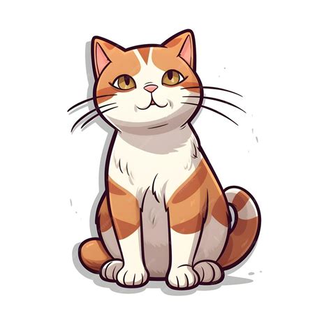 Premium Ai Image Cute Cartoon Cat Sitting Isolated On White Background Vector Illustration