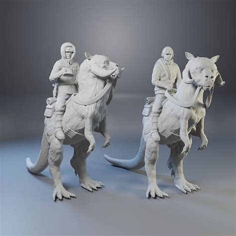 Han Solo And Luke Skywalker On Tauntaun 3d Model 3d Printable Cgtrader