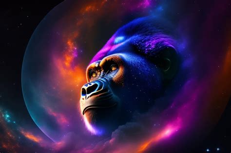 Premium AI Image | A gorilla with a purple and orange background