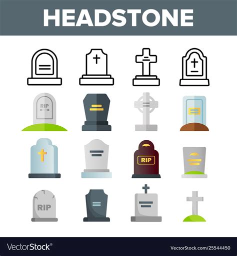 Headstone Gravestone Tombstone Color Royalty Free Vector