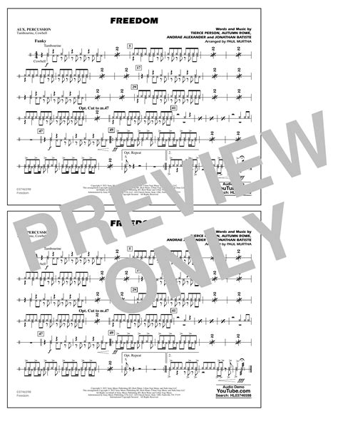 Freedom Arr Paul Murtha Aux Percussion By Jon Batiste Sheet Music