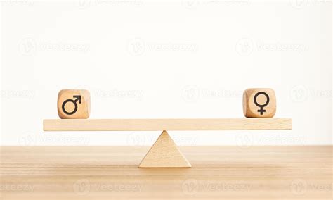 Gender Equality Concept Wooden Block With Gender Icon On A Seesaw Copy Space 8638707 Stock