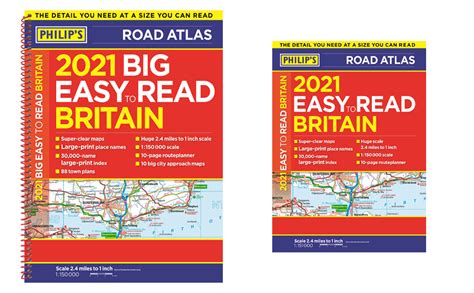 2021 Philip S Big Easy To Read Britain Road Atlas A3 Spiral Binding