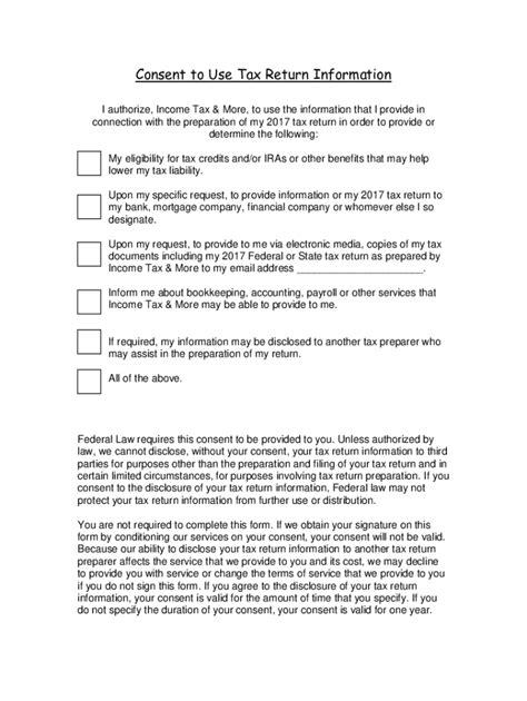 Fillable Online Consent To Disclosure Of Tax Return Informationnew Tax