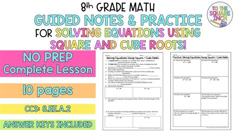 Solving Equations Using Square And Cube Roots Notes To The Square Inch