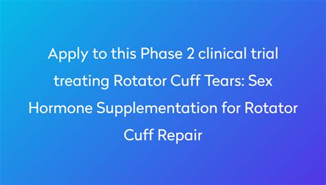 Sex Hormone Supplementation For Rotator Cuff Repair Clinical Trial 2024 Power