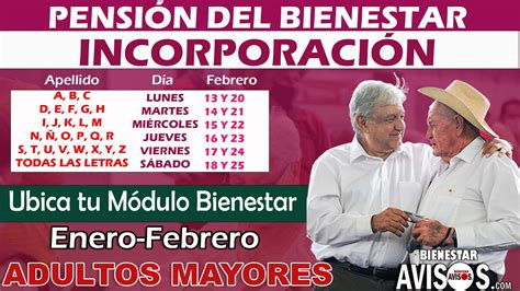 Calendario De Registro Pensi N Del Bienestar Adultos Mayores Febrero