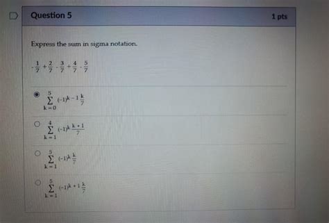 Solved Express The Sum In Sigma Notation 21 41 81 161