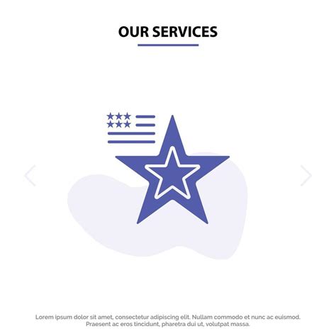 Our Services Star American Flag Usa Solid Glyph Icon Web Card Template