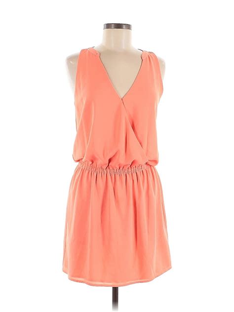 Naked Zebra Polyester Solid Orange Casual Dress Size M Off