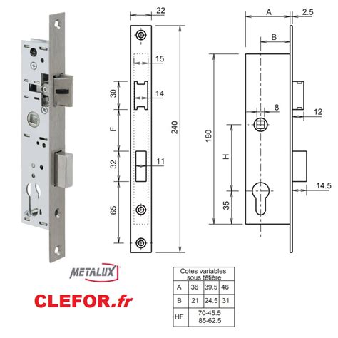 Serrure Métalux série 7 entraxe 70 mm Serrures Clés