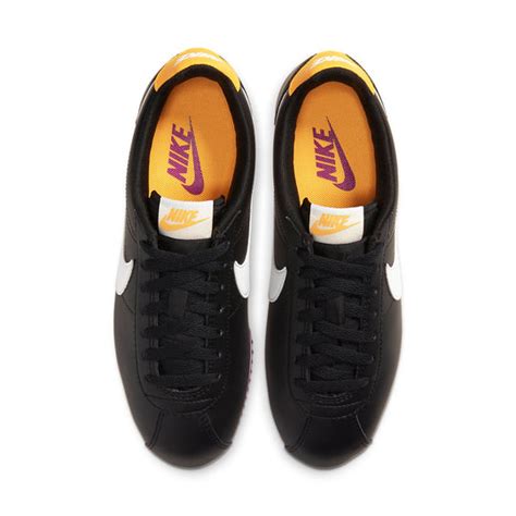 Wmns Nike Classic Cortez Leather Black Laser Orange Purple 807471