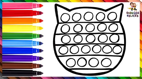 Dibuja Y Colorea Un Arcoiris Gato Pop It 🐱🔴🟠🟡🟢🔵🟣🌈 Dibujos Para Niños