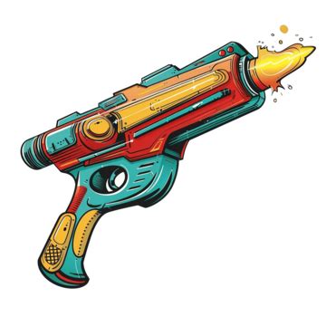 Comic Book Style Cartoon Ray Gun Ray Gun Laser PNG Transparent Image