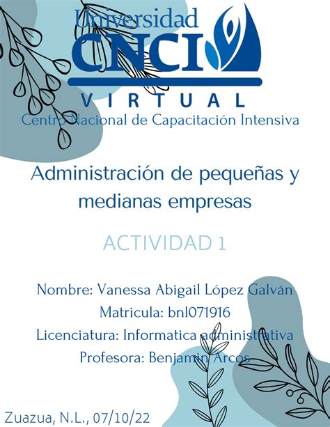 Administración de pequeñas y medianas empresas act1 Introducción En