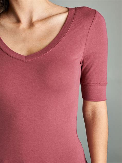 Essential Basic Womens Cotton Blend V Neck Tee Shirt Half Sleeves