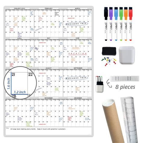 Dry Erase Wall Calendar 38x26 Inches Blank Undated Yearly Calendar