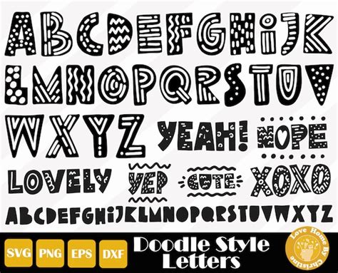 Doodle Font Svg Doodle Alphabet Cute Letters PNG SVG EPS | Etsy