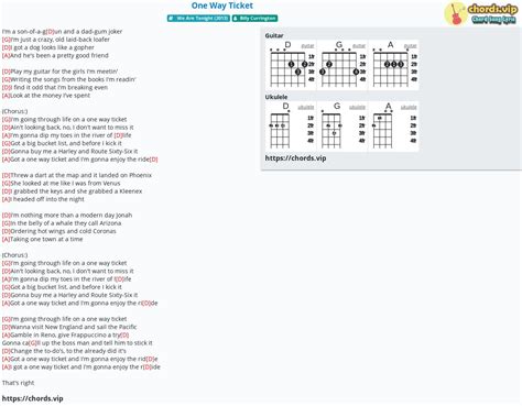 Chord: One Way Ticket - tab, song lyric, sheet, guitar, ukulele | chords.vip