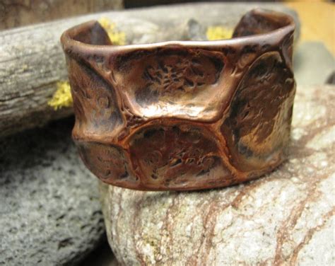 Wide Tribal Air Chased Fold Form Copper Cuff Bracelet Forged Etsy