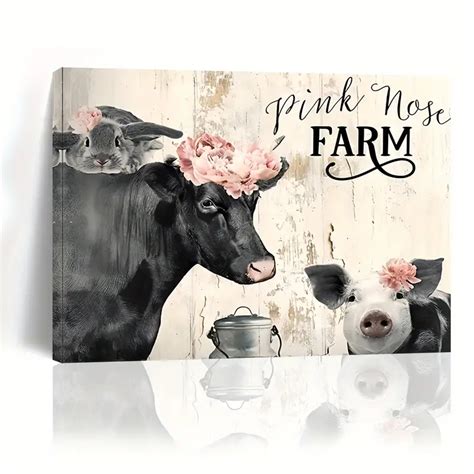 Wooden Framed Canvas Painting Farm Animal Canvas Wall Art Temu