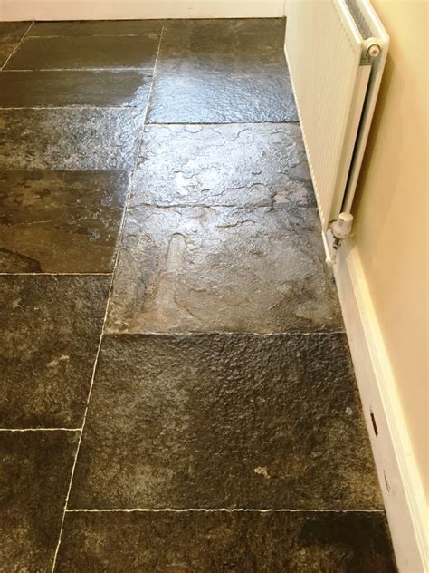 Restoring Very Old And Stained State Flagstones Stone Cleaning And