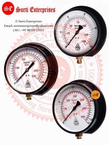 6 Inch 150 Mm H Guru Pressed Steel Pressure Gauge 6 Dial 0 21 Kg