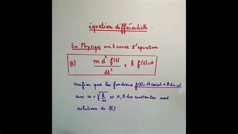 Equation Diff Rentielle R Soudre Et Solutions En Cosinus Et Sinus