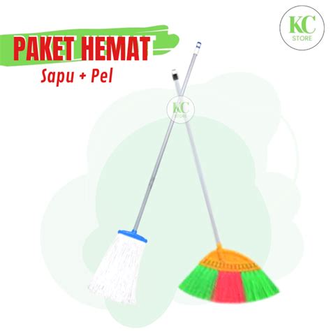 PAKET HEMAT 2 IN 1 SAPU SENAR DAN PEL LANTAI GAGANG KAYU Lazada Indonesia