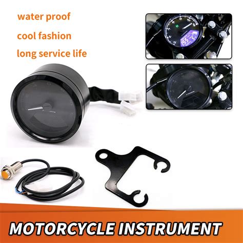 Motorcycle Speedometer 12000Rmp Lcd Digital Odometer Tachometer 1 2 4