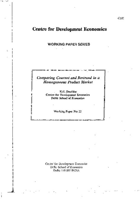 (PDF) Comparing Cournot and Bertrand in a Homogeneous Product Market ...