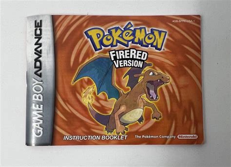 Pokemon Fire Red Version Game Boy Advance Instruction Booklet Only