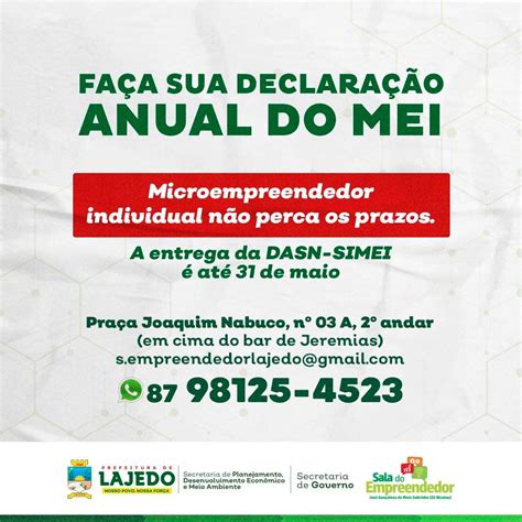 FAÇA SUA DECLARAÇÃO ANUAL DO MEI Prefeitura de Lajedo