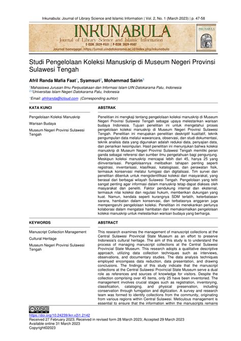 PDF Studi Pengelolaan Koleksi Manuskrip Di Museum Negeri Provinsi