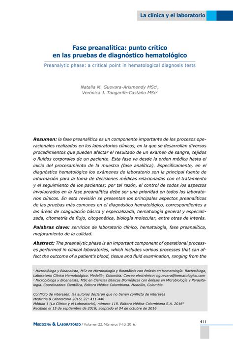 Pdf Fase Preanal Tica Punto Cr Tico En Las Pruebas De Diagn Stico